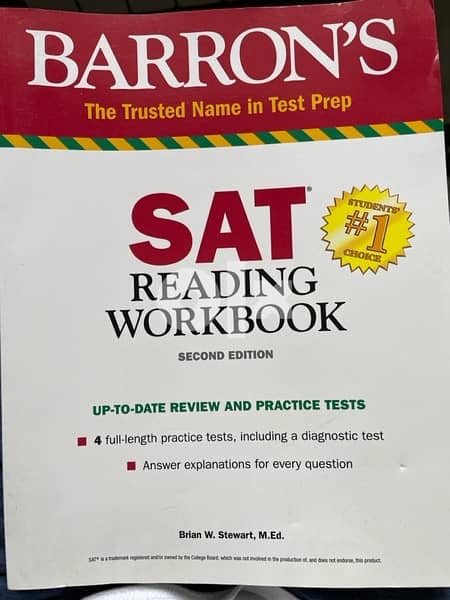 BARRON'S The Trusted Name n Test Prep SAT READING WORKBOOK 2ND EDITION 0
