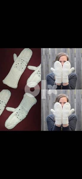 wool fingerless gloves fur inside 0