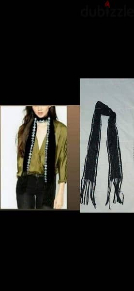 scarf wook black with silver sequin 0