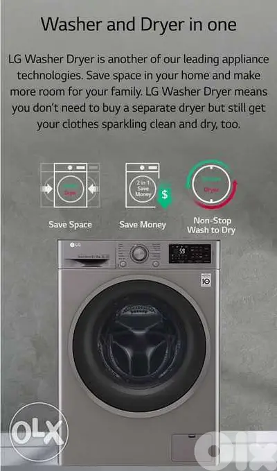LG washing +dryer  غسالة مع نشافة machine 2 in 1