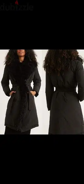 black trenchcoat with big fur s to xxxL black trenchcoat with big fur s to xxxL