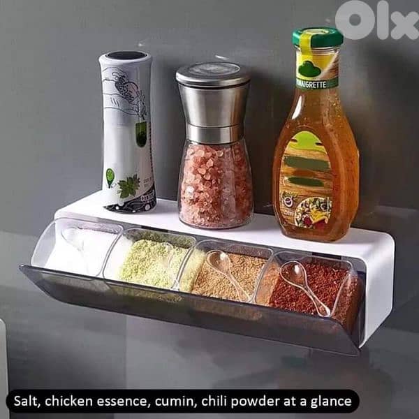 self adhesive 4 pockets spices stand 0