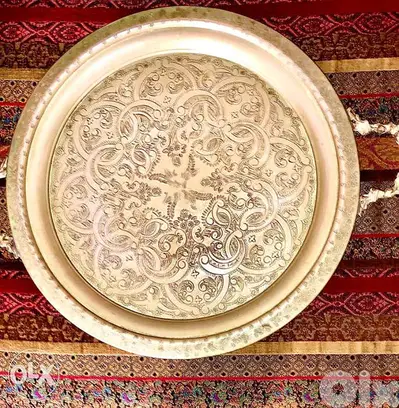 Oriental Vintage solid alloy silver tray