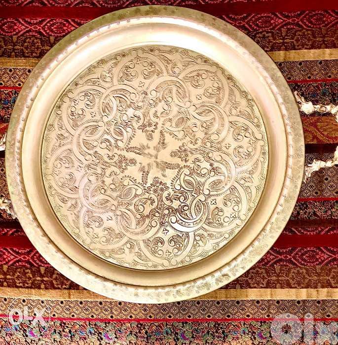 Oriental Vintage solid alloy silver tray 0