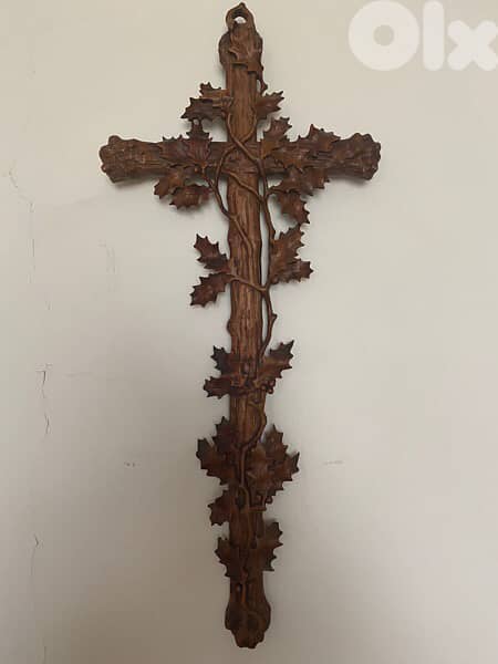 beautiful hand carved church cross 19th 0