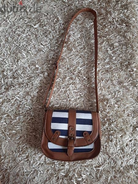 navy and brown stripped cross bag 2