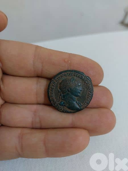 Ancient Roman Bronze Coin for Emperor Trajan year. 98. _ 117 AD 0