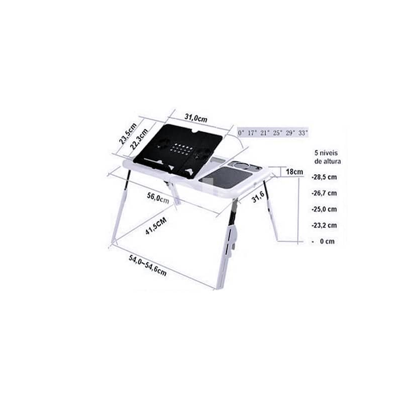Adjustable Laptop Table with USB Fans, Built-In Tray & Mouse Pad 5
