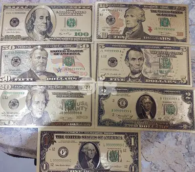 USA Golden plated set of Decorative Banknotes