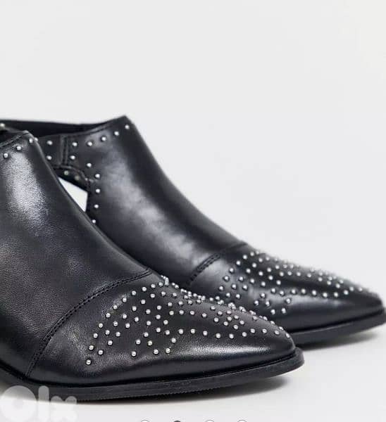 Bronx cut out western boots black leather shoes size 38 (39)7 3