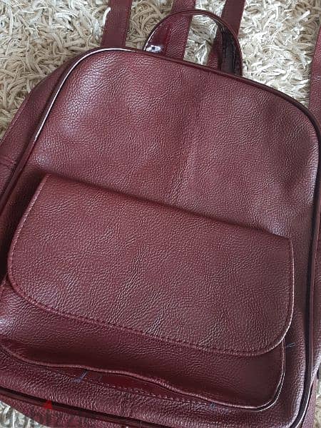 BURGUNDY leather backpack 2