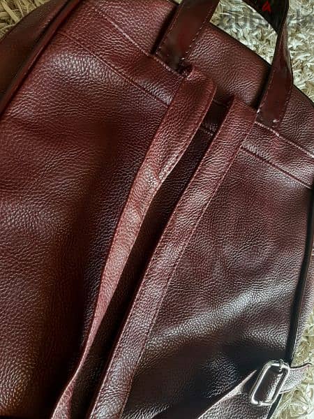 BURGUNDY leather backpack 4