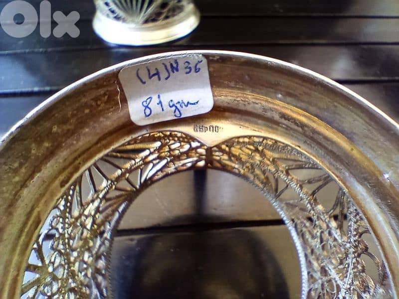2 portes-verres en argent massif Russe ancien 3