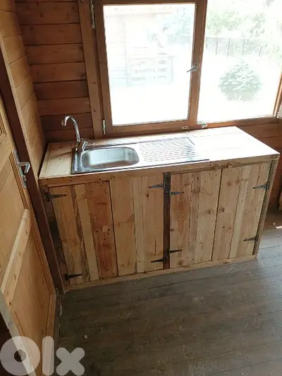 pallets wood kichen sink cabinet خزانة مجلى خشب