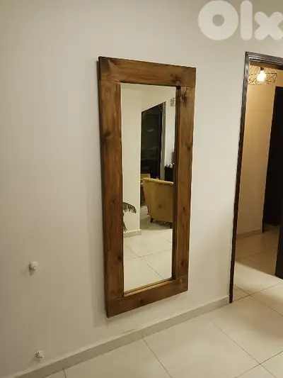 Wall rustic mirror pine wood مراية حيط خشب سويد