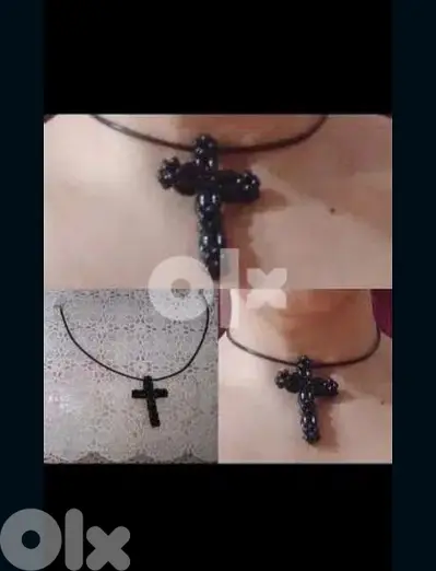 necklace cross pearl or rope hand made