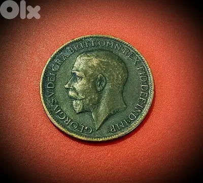 1916 England Farthing  KGV quarter Penny bronze coin