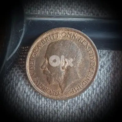 1917 England WWI 1/2 Penny KGV Bronze Coin