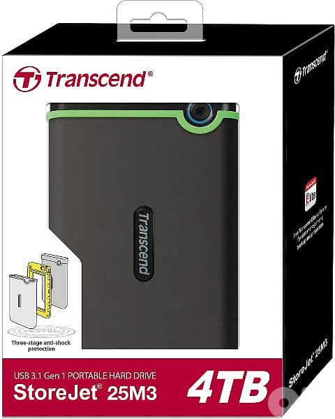 Huge movie package hard disk  Transcend Store Jet 25M3 4TB 1