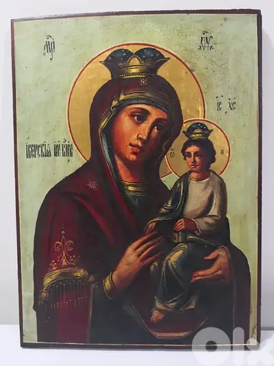 antique old icon Virgin Mary and Jesus marriage blessing