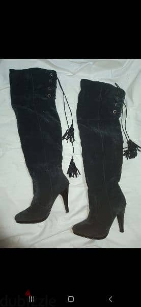 thigh boots high heels navy colour suede size 39 3