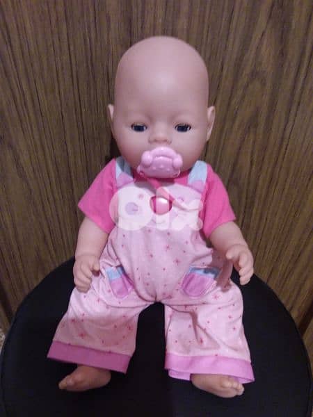 BABY BORN EMMA ZAPF Great girl toy+her own PACIFIER 42Cm DRINKS &PIN 2