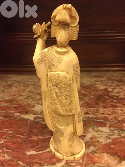 antique Meiji period Geisha statue signed
