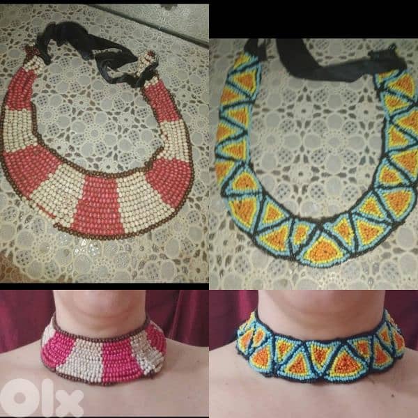 Necklace all beads hand made vintage 2 colours 0