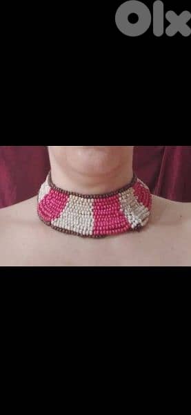 Necklace all beads hand made vintage 2 colours 8