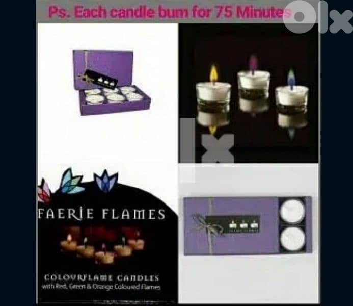 box of 6 coloured candles 75minutes each. 5