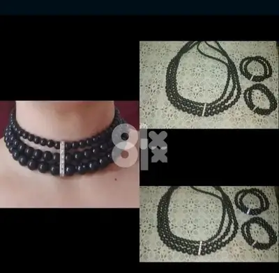 necklace black pearl high quality with 2 bracelets necklace black pearl high quality with 2 bracelets