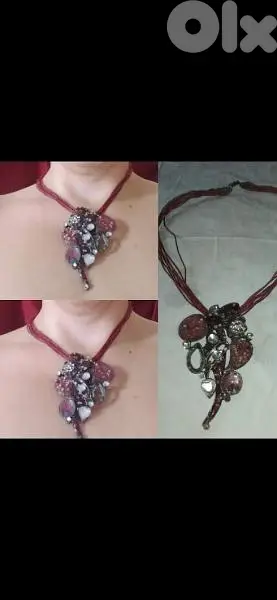 necklace bordo metal pendant vintage