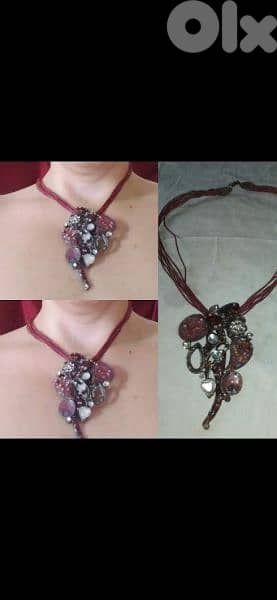 necklace bordo metal pendant vintage 0
