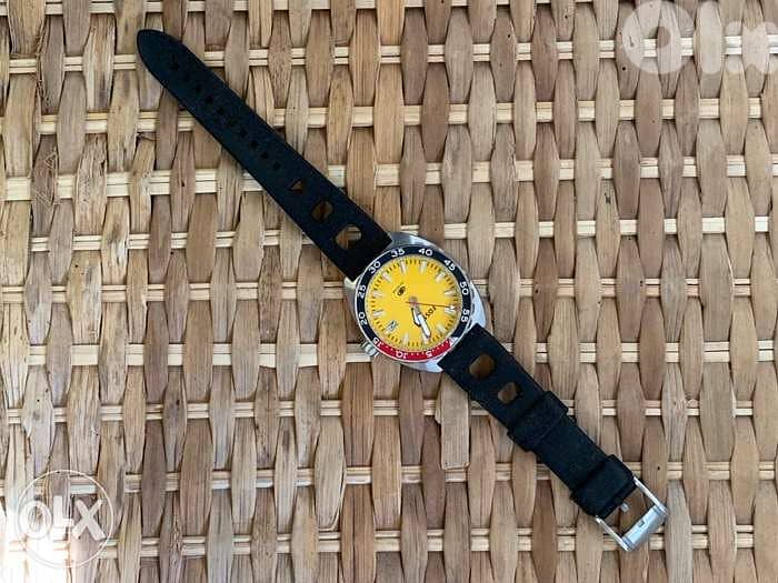 FOSSIL FS5052 MENS WATCH YELLOW Dial Steel Case On Rubber Band 0