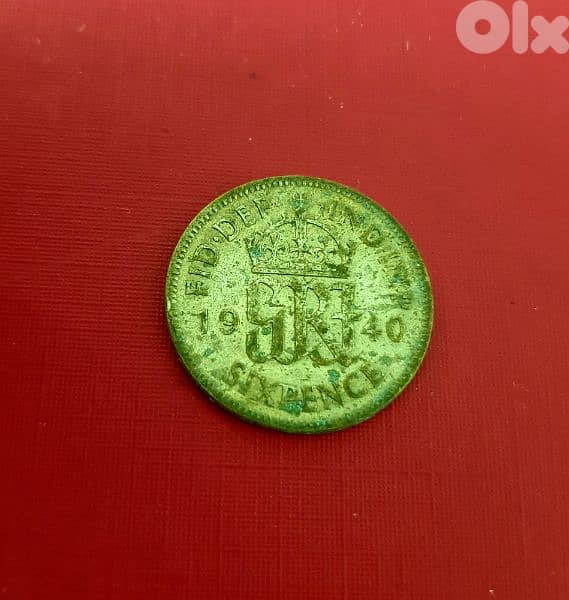 1940 Silver 6 pence GB KGVI 2.83g poor quality 1