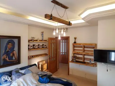 Wood and steel lamps ثريا لمبة حديد وخشب