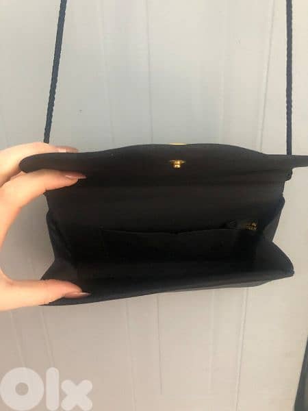handbag black satin rushed shoulder bag vintage 6