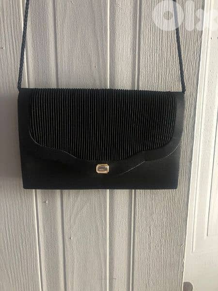 handbag black satin rushed shoulder bag vintage 8