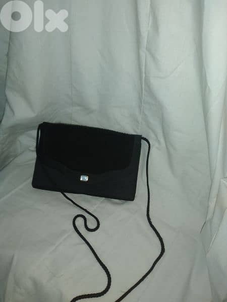 handbag black satin rushed shoulder bag vintage 9