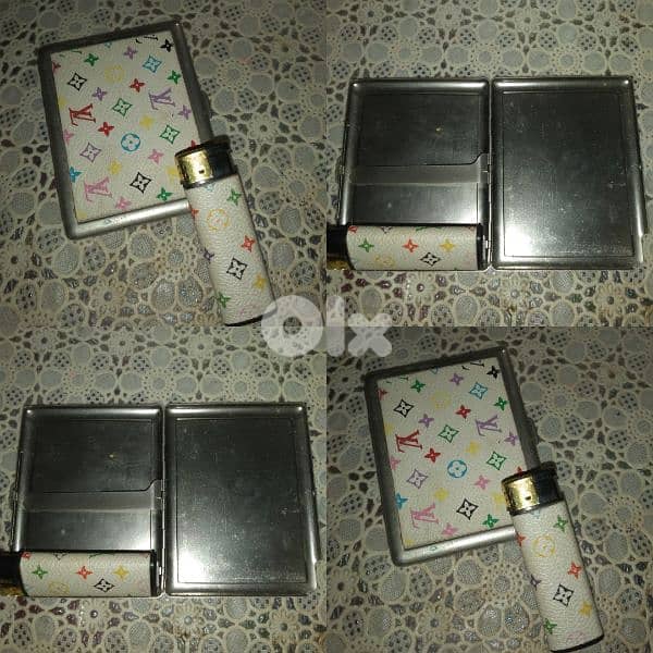 cigarettes holder case with refilebal lighter stainless steel 0