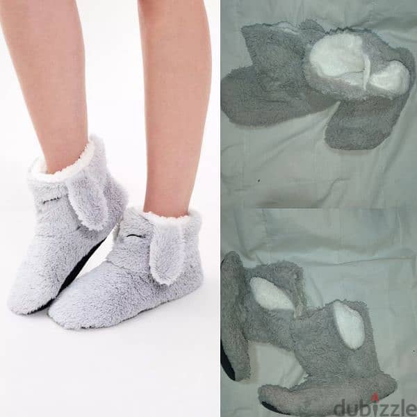 slippers boots grey bunny rabbit fits all sizes 0