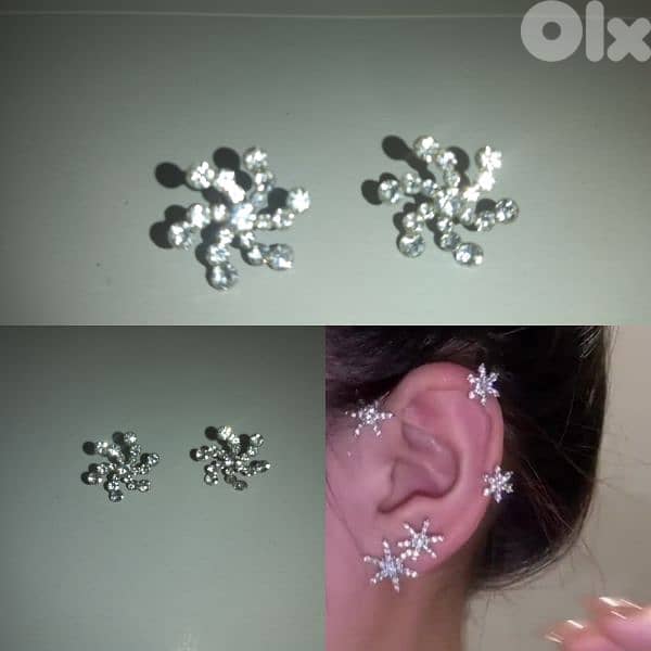 earrings snowflakes strass stainless steel 0