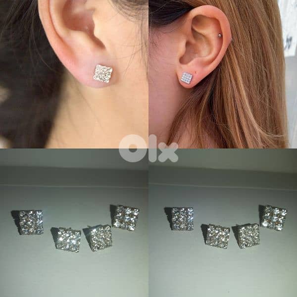 earrings 2 sizes square zirkon high quality  2=15$ 0
