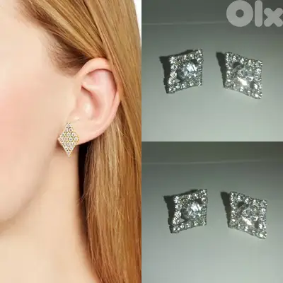 earrings diamand shape cz