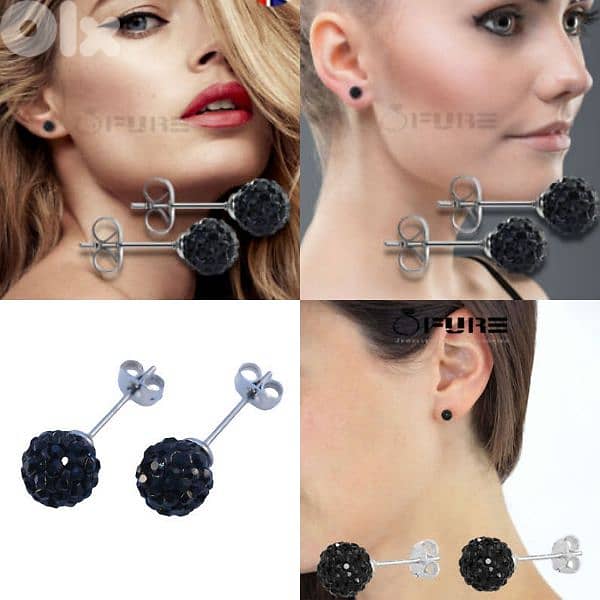 earrings crystall ball black 0