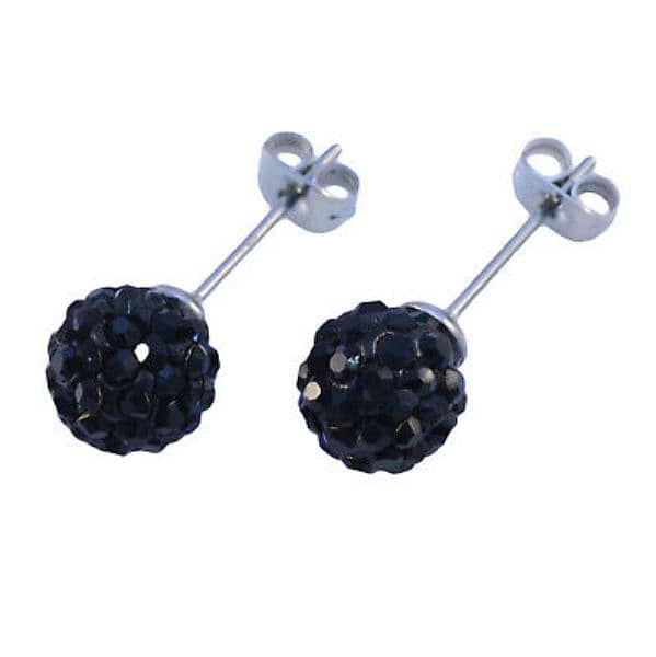 earrings crystall ball black 1