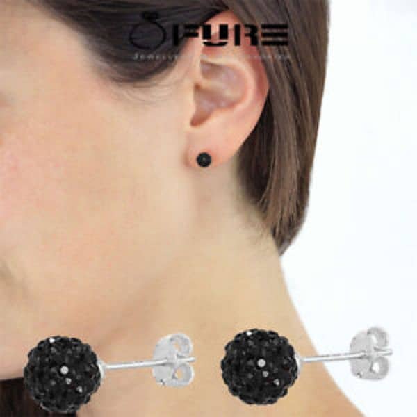 earrings crystall ball black 3