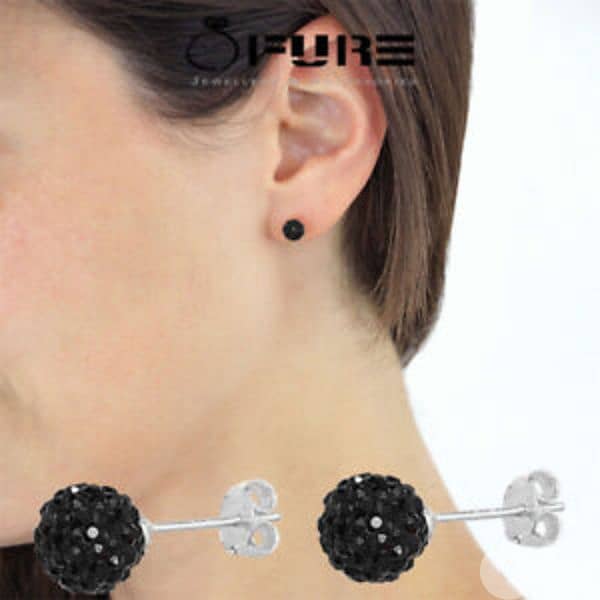 earrings crystall ball black 6
