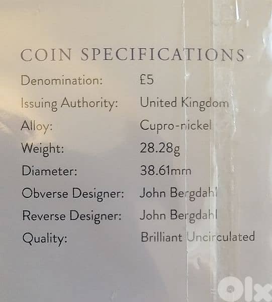 5 pounds brilliant uncirculated coin 2022 Queen Elizabeth II عملة 3