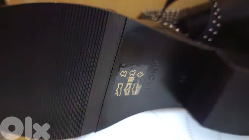 Bronx cut out western boots black leather shoes size 38 (39)7 8